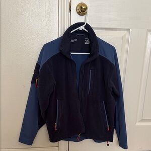 Outdoor Voices Navy and Blue Fleece Jacket